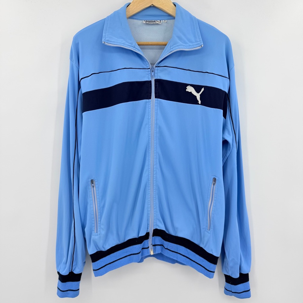 Vintage Puma IKEA Track Jacket Mens Light Blue Navy Full Zip Sportswear Size 8